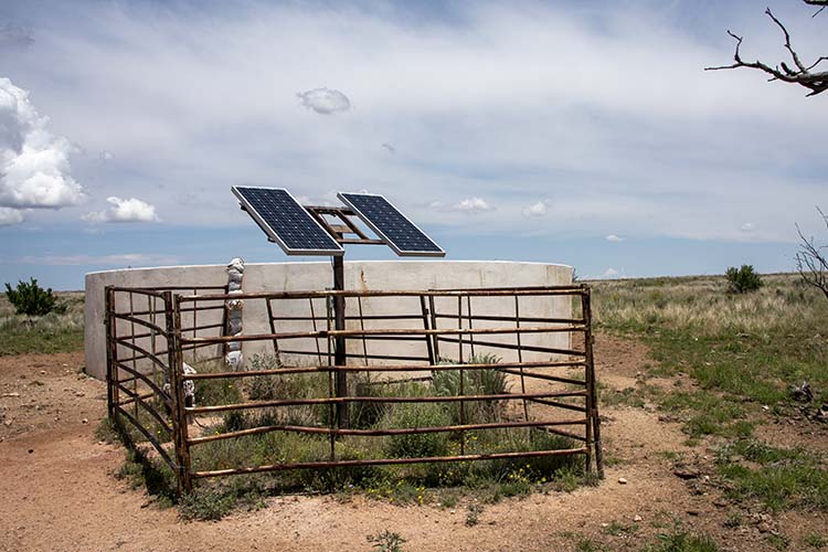 Water is the most important resource on a ranch. Solar pumping plants provide water throughout the ranch, even where power is not available. Photo by Donnie Lunsford, NRCS.