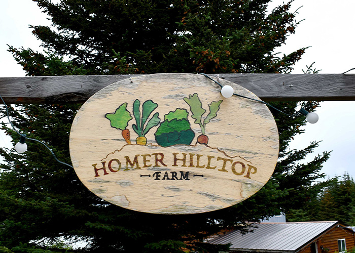 Homer Hilltop Farms sign